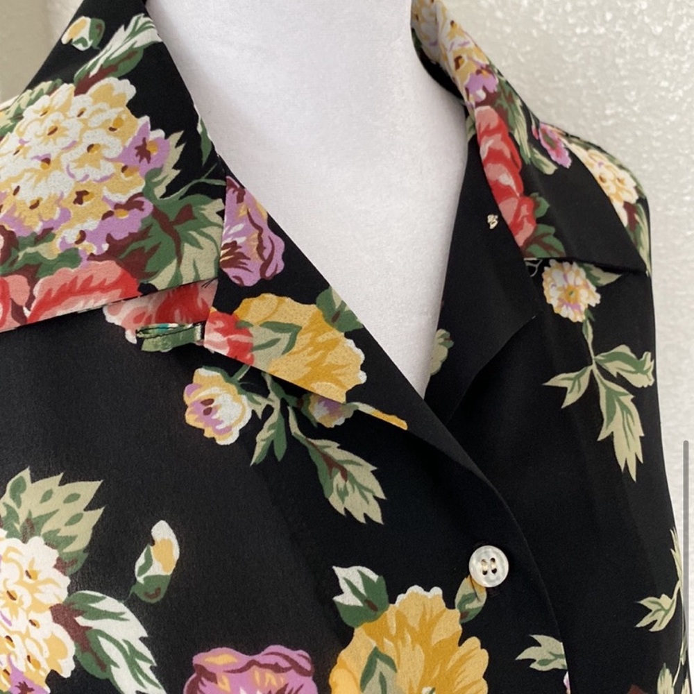 Henri Bendel Black Floral Blouse - Picture 6 of 8
